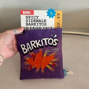 BarkboxSpicy Sidewalk Barkitos Dog Toy Large 50+ lbs Plush Squeaky Crinkle Chips